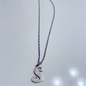 James Avery sterling silver cable chain necklace with S charm